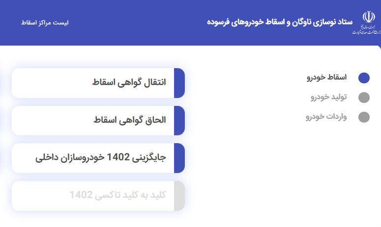 راه اندازی سامانه ستاد نوسازی ناوگان و اسقاط خودروهای فرسوده