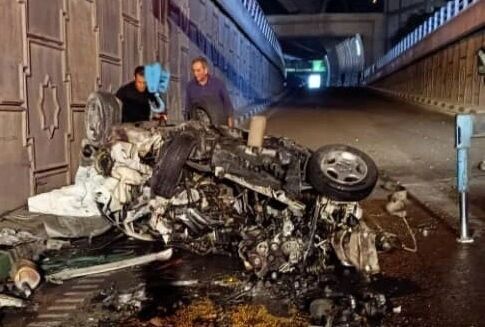 سقوط مرگبار خودرو سواری از پل صدر تهران